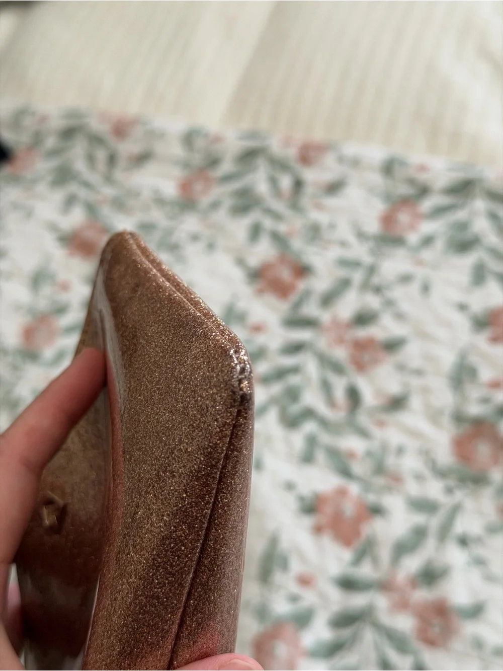 kate spade Rose Gold Glitter Zip Wristlet